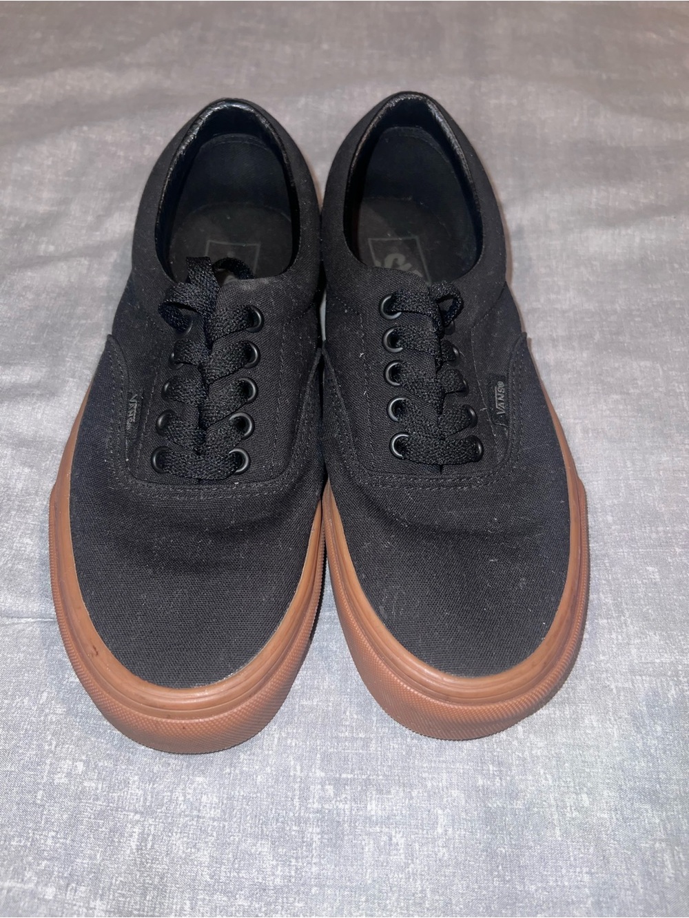 Vans Black Canvas Low-Top Sneakers with Brown Gum Sole